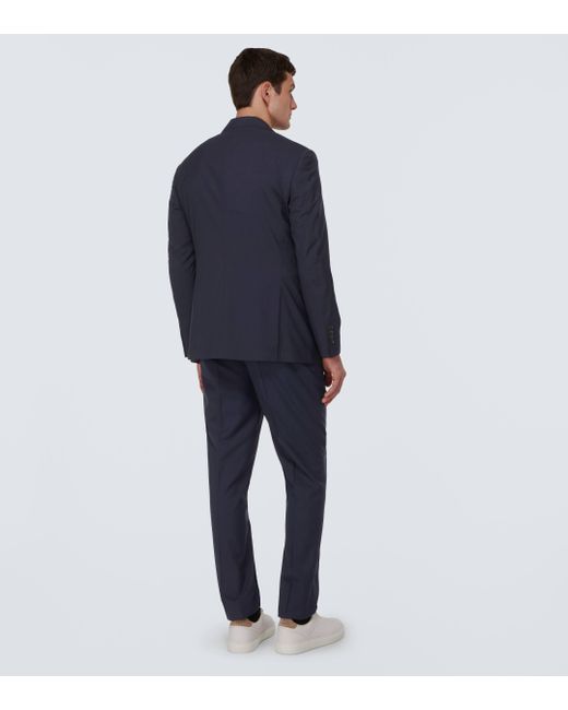 Brunello Cucinelli Blue Single-breasted Wool And Silk Suit for men