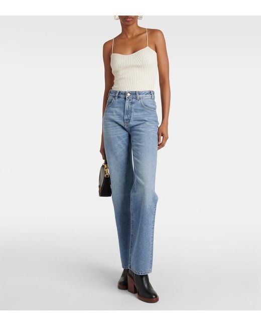 Jeans Regular A Vita Alta di Chloé in Blue