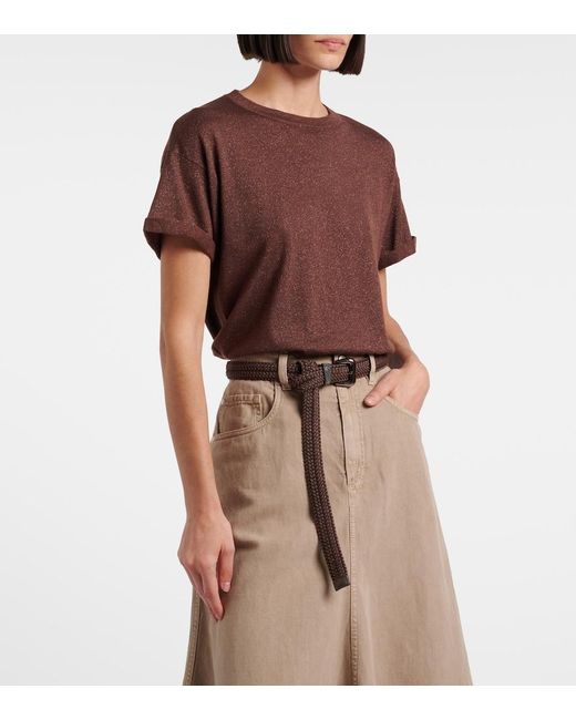 Brunello Cucinelli Brown Cashmere And Silk-Blend Lame Sweater