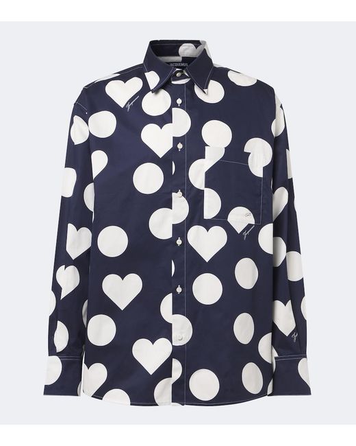 Jacquemus Blue Camargue Polka-Dot Cotton Poplin Shirt for men