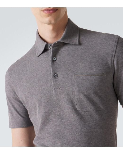 Zegna Gray Cotton Pique Polo Shirt for men