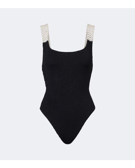 Hunza G Black Zoe Polka-Dot Swimsuit