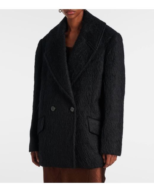 Acne Black Opeala Wool And Mohair-Blend Coat