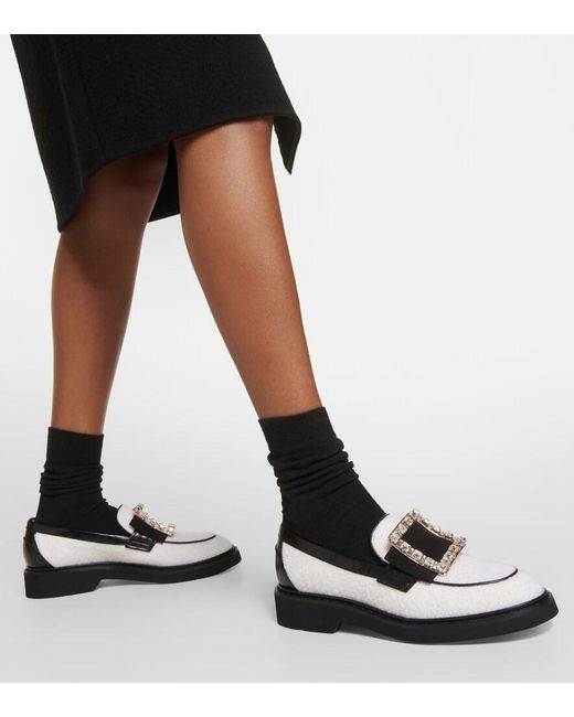 Roger Vivier Black Viv' Rangers Wool Boucle Loafers