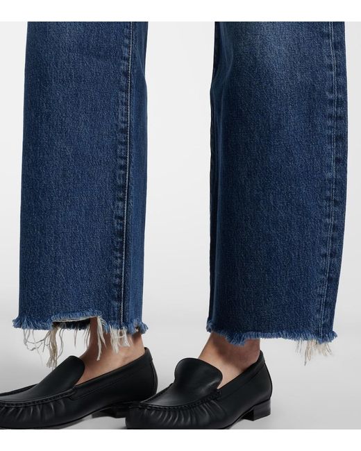 FRAME Blue Bow Frayed Barrel-Leg Jeans