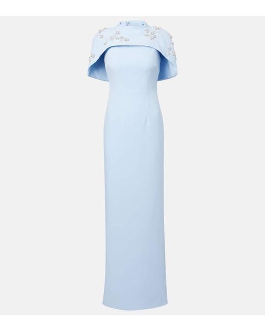 Safiyaa Blue Robe Mit Kristallen Und Zierperlen