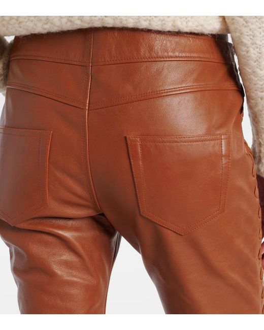 Isabel Marant Brown Schmale Hose Cyerra Aus Leder