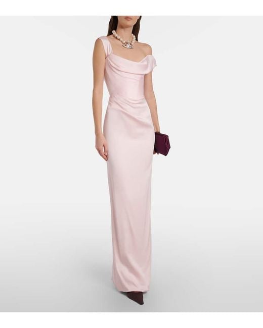 Vivienne Westwood Pink Nova Grace Draped Asymmetric Gown