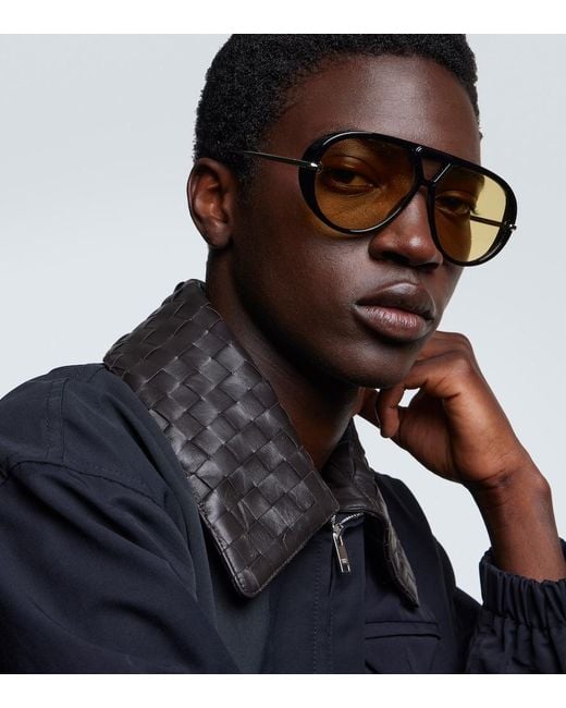 Bottega Veneta Brown Classic Aviator Sunglasses for men