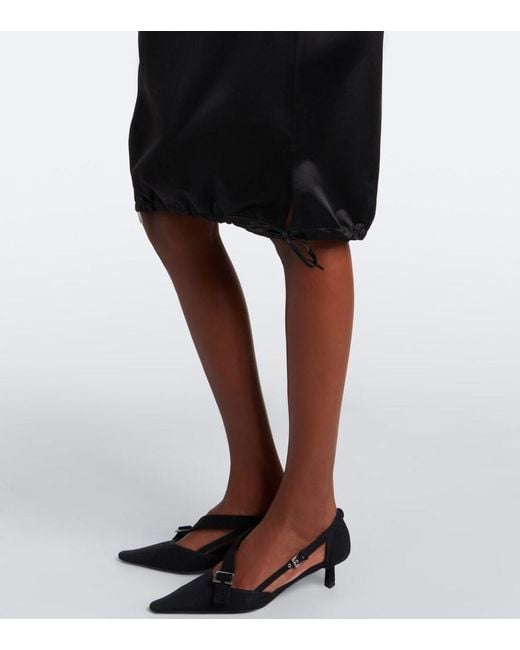 Prada Black Silk Satin Midi Skirt