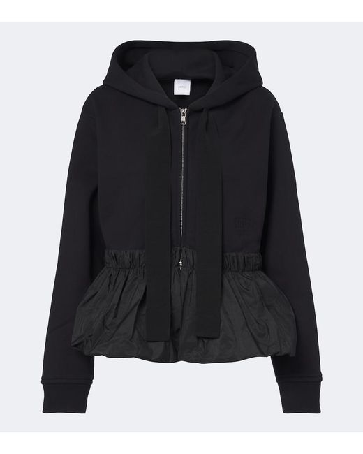 Patou Black Peplum Cotton Zip-Up Hoodie