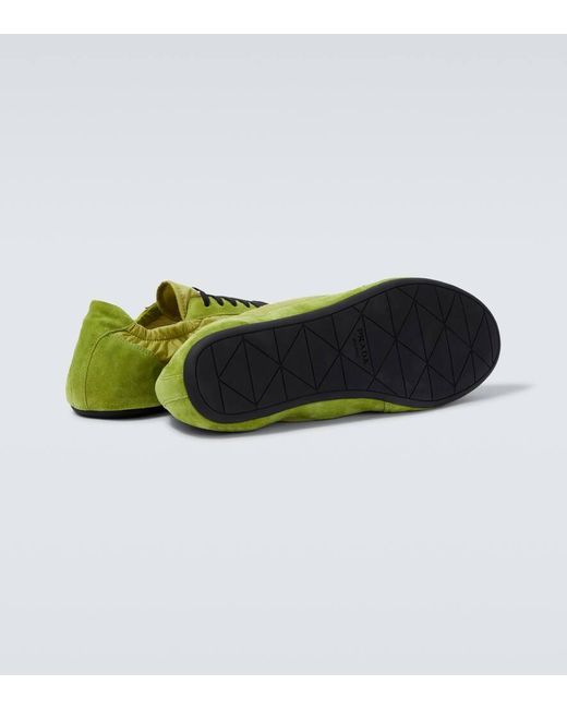 Prada Green Collapse Re-Nylon And Suede Sneakers for men