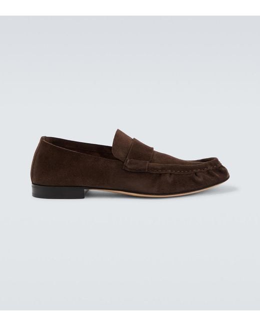 The Row Brown Suede Penny Loafers for men