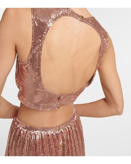 Rabanne Brown Metallic Mesh Top