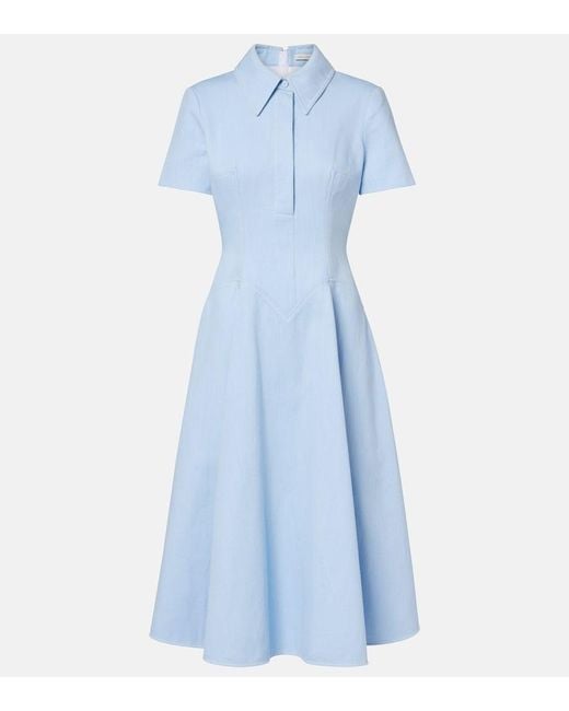 Emilia Wickstead Blue Jody Boucle Tweed Midi Dress