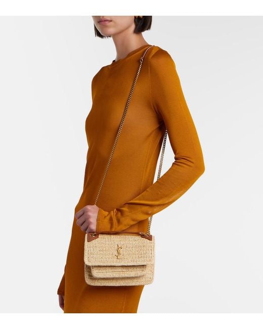 Saint Laurent Natural Niki Mini Raffia Crossbody Bag