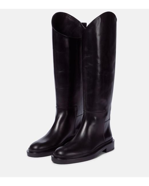 Jil Sander Blue Leather Riding Boots