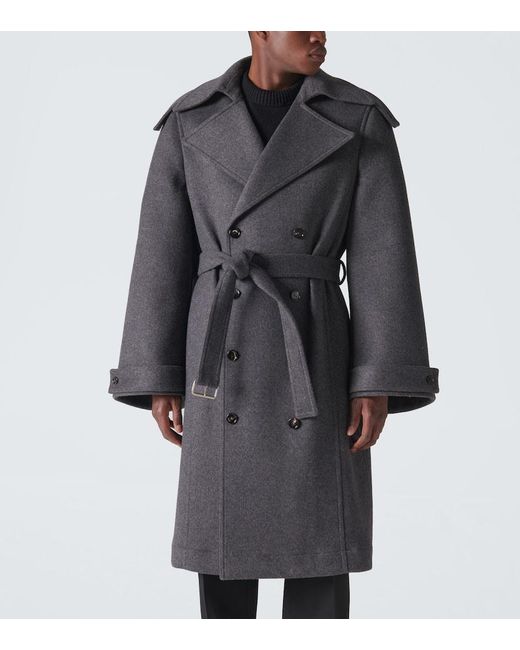Bottega Veneta Gray Belted Wool Trench Coat for men