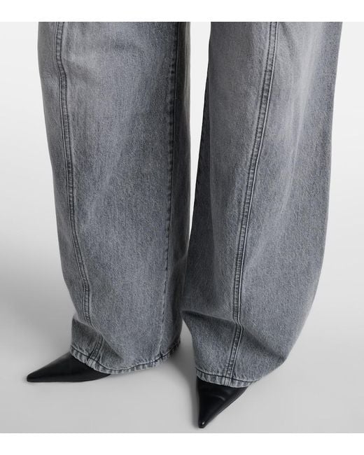 Sportmax Gray Carezza Wide-Leg Jeans