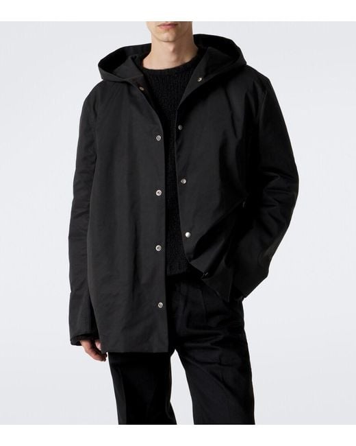 Rick Owens Black Mac Hooded Coat for men