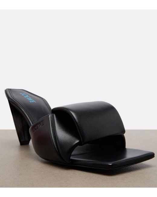 Loewe Black Origami Leather Mules