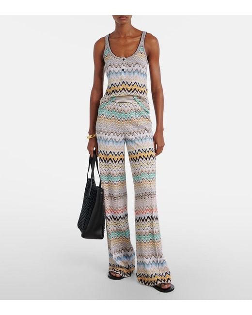 Missoni Metallic Wave High-Rise Wide-Leg Pants