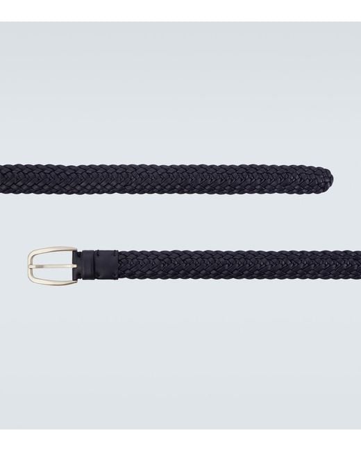 Zegna Blue Braided Leather Belt for men