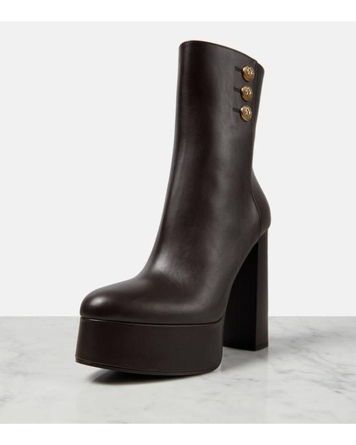 Balmain Black Plateaustiefel Brune Aus Leder