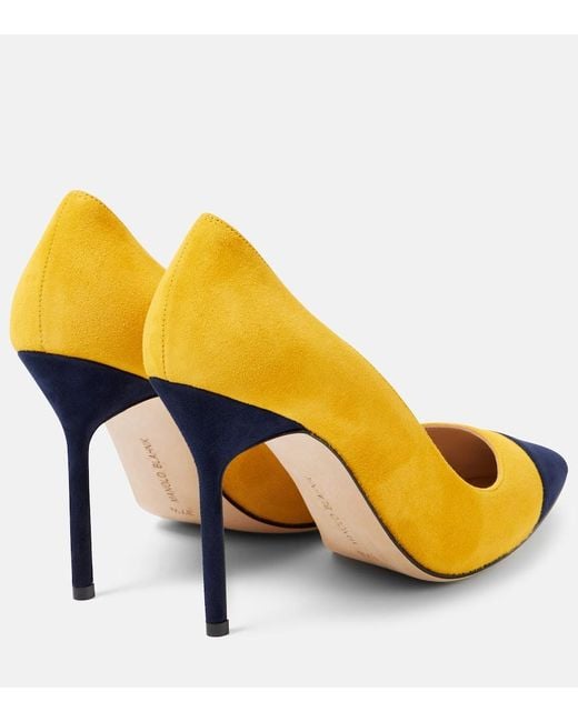 Manolo Blahnik Yellow Capcour 105 Suede Pumps