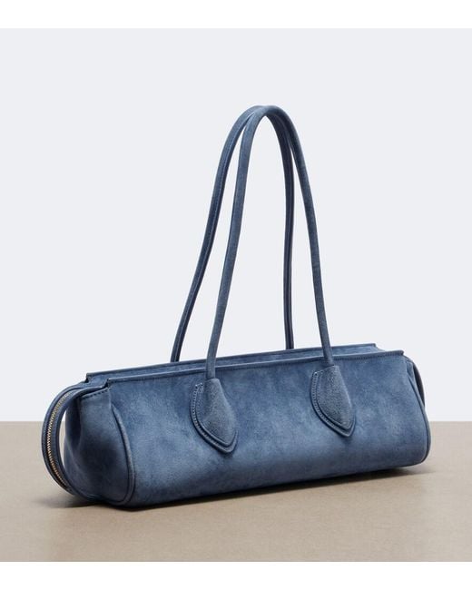 Khaite Blue Donna Medium Suede Shoulder Bag
