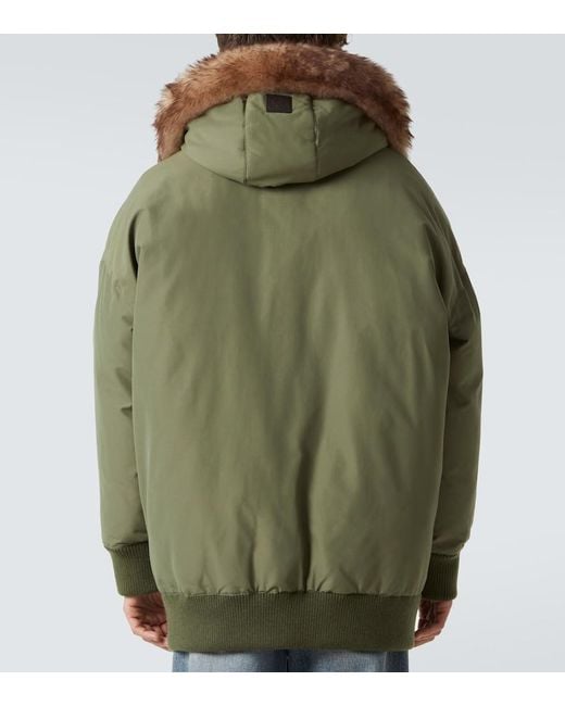 Loewe Green Shearling-Trimmed Technical Puffer Coat for men