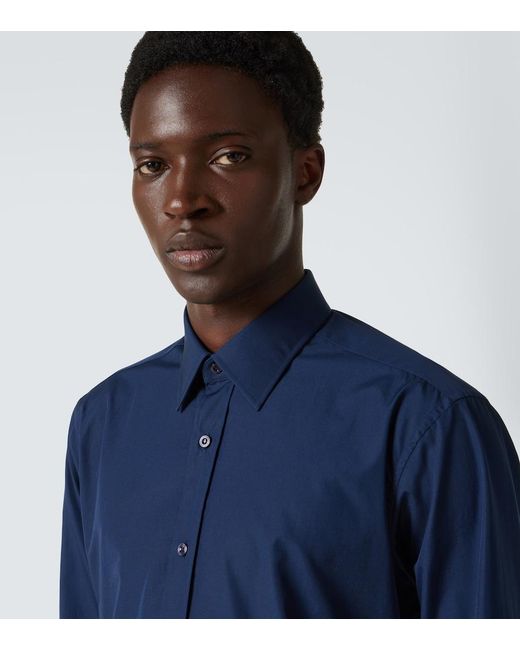 Charvet Blue Cotton Poplin Shirt for men