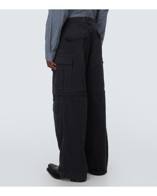 Balenciaga Blue Cotton Twill Cargo Pants for men