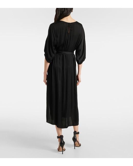 Velvet Black Laurel Satin Midi Dress