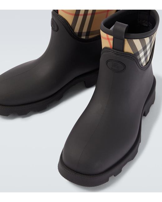 Botas De Lluvia Con Check Burberry de hombre de color Black