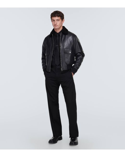 Veste en cuir et shearling Givenchy pour homme en coloris Black