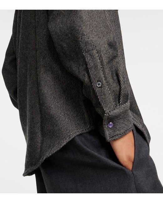 God's True Cashmere Gray Cashmere And Cotton Denim Shirt