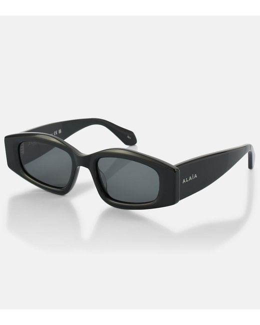 Alaïa Black Logo Rectangular Sunglasses