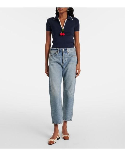 Agolde Blue Parker Mid-Rise Straight Jeans