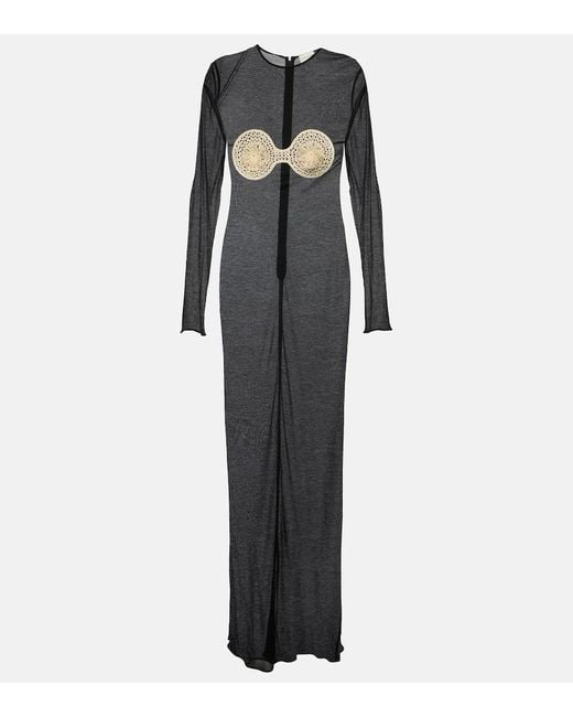 Magda Butrym Black Crochet-trimmed Jersey Maxi Dress