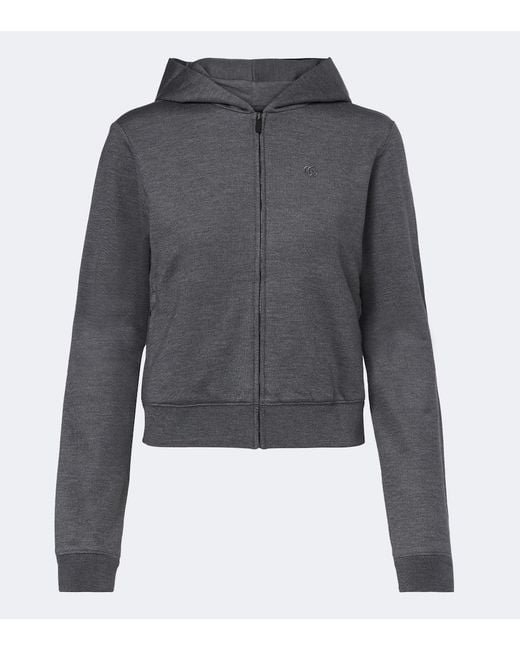Gucci Gray Cotton And Silk Zip-Up Hoodie