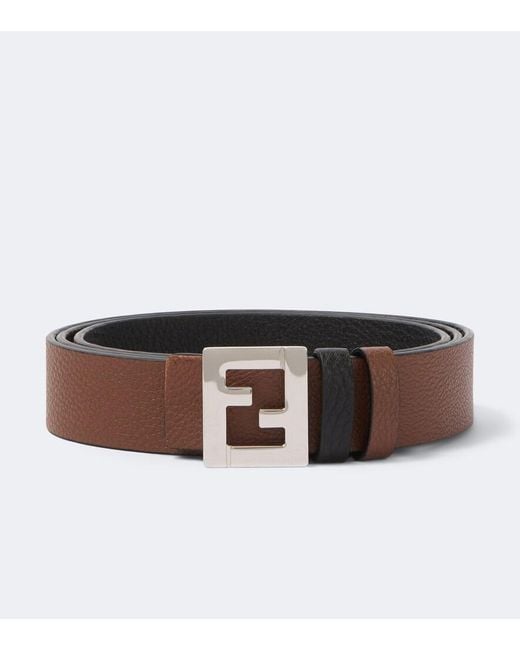 Fendi Brown Ff Reversible Leather Belt for men