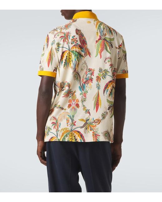 Etro Metallic Printed Cotton Pique Polo Shirt for men