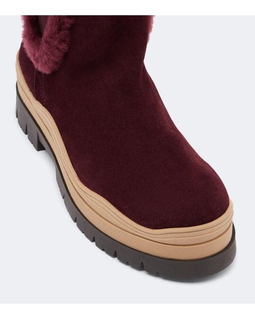 Bogner Red Arosa Shearling-Lined Suede Ankle Boots