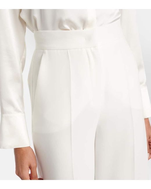 Max Mara White Weite High-Rise-Hose Abetone Aus Cady