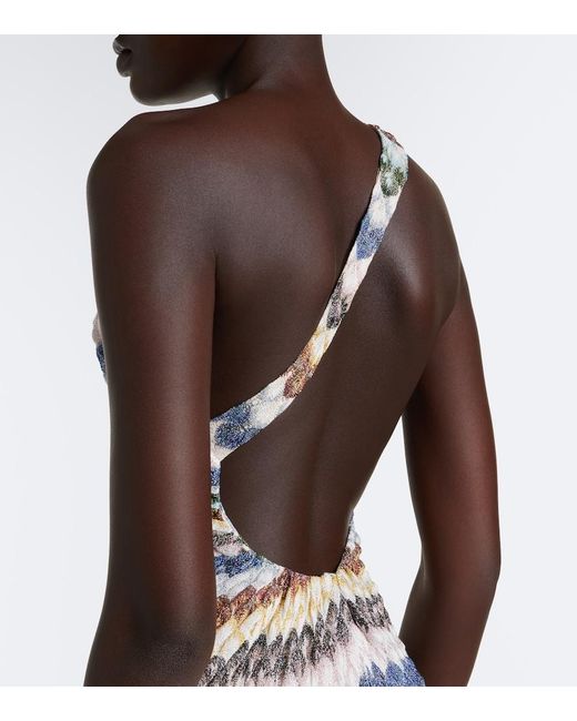 Missoni White One-Shoulder Lame Gown
