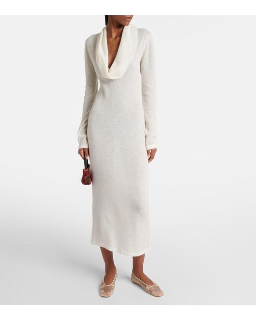 Magda Butrym White Alpaca-Blend Knitted Maxi Dress