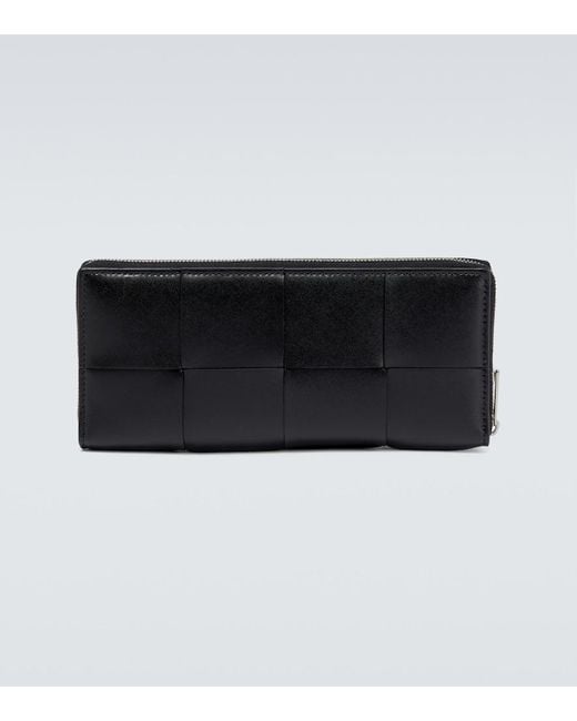 Bottega Veneta Black Leather Intrecciato Wallet for men