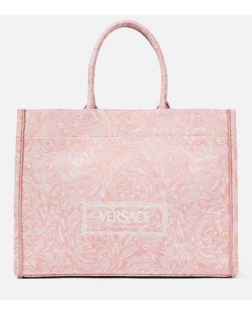 Borsa Athena Large Barocco in canvas di Versace in Pink