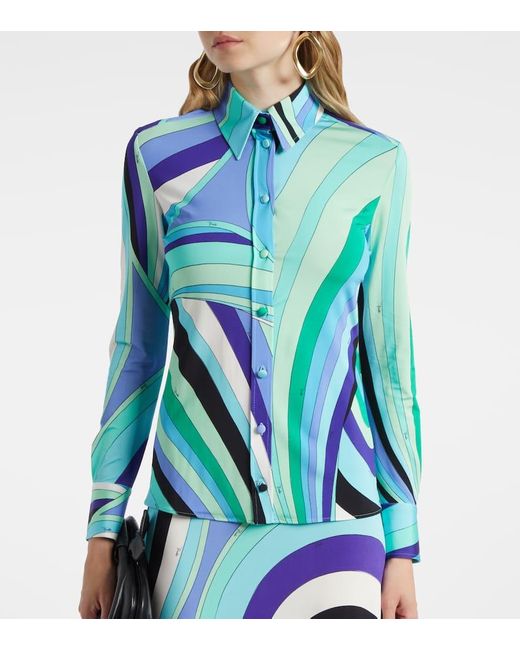 Emilio Pucci Blue Hemd Iride